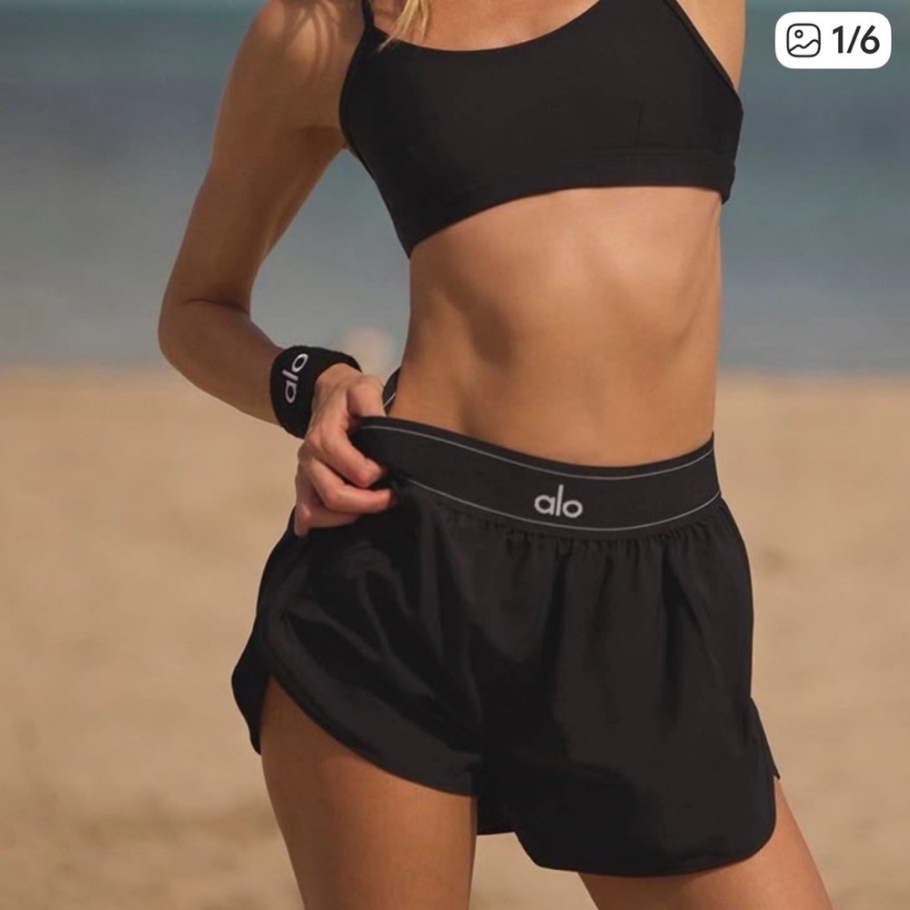 ALO Yoga Black Athletic Shorts with Branded Elastic Waistband